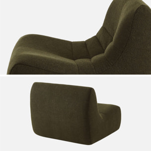 Lot de 2 fauteuils chauffeuses en bouclette texturée kaki style contemporain 1 place