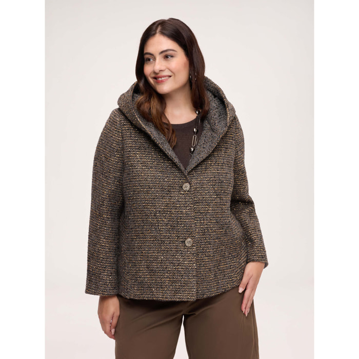 Fiorella Rubino - Giacca misto lana con filo lurex - Marrone