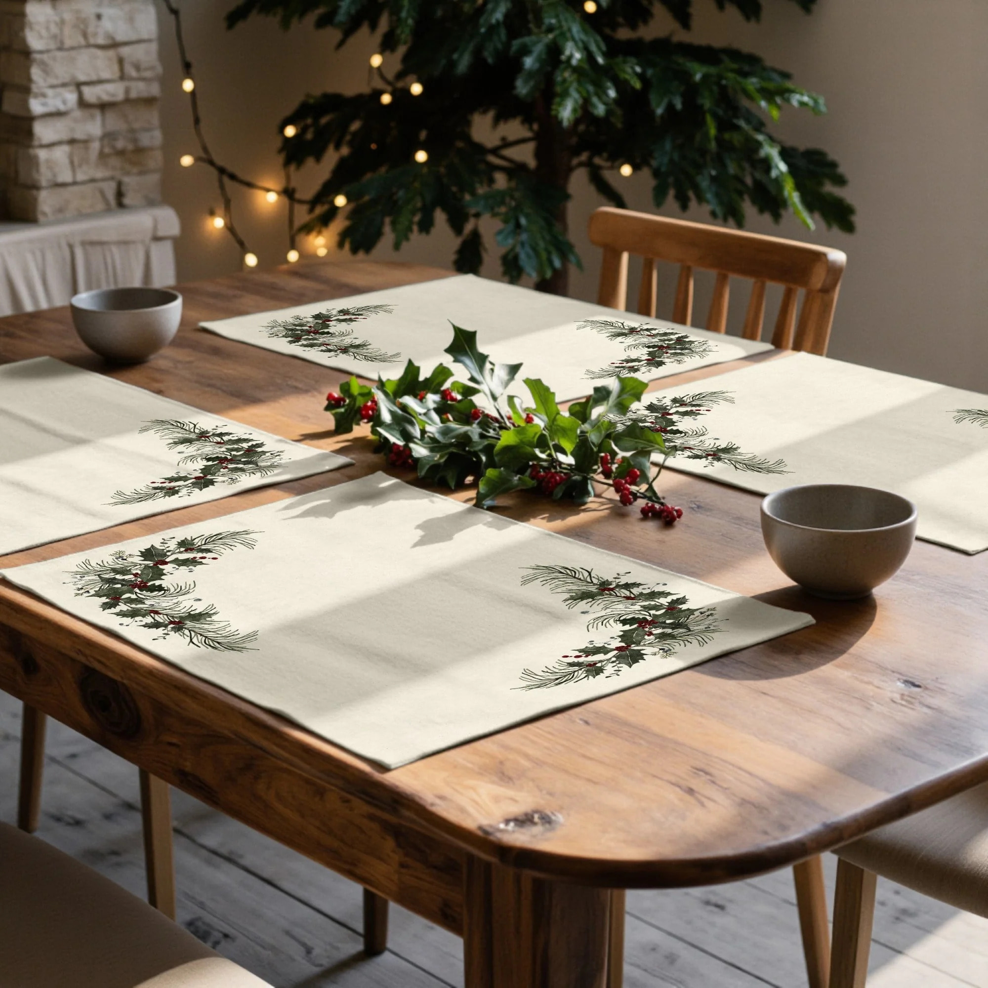 Lot de 2 sets de table anti-taches Mistletoe 1225