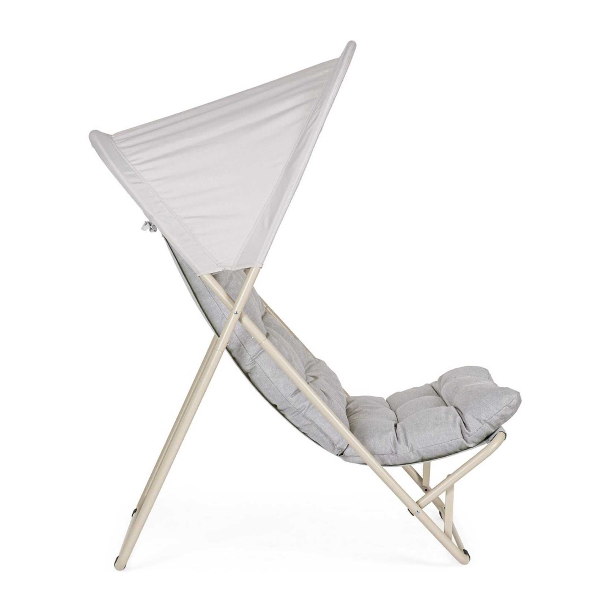 Poltrona lounge DEIA in acciaio beige e textilene tortora