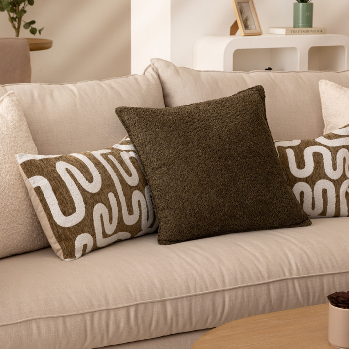 Coussin bouclette Soana vert kaki 45x45cm