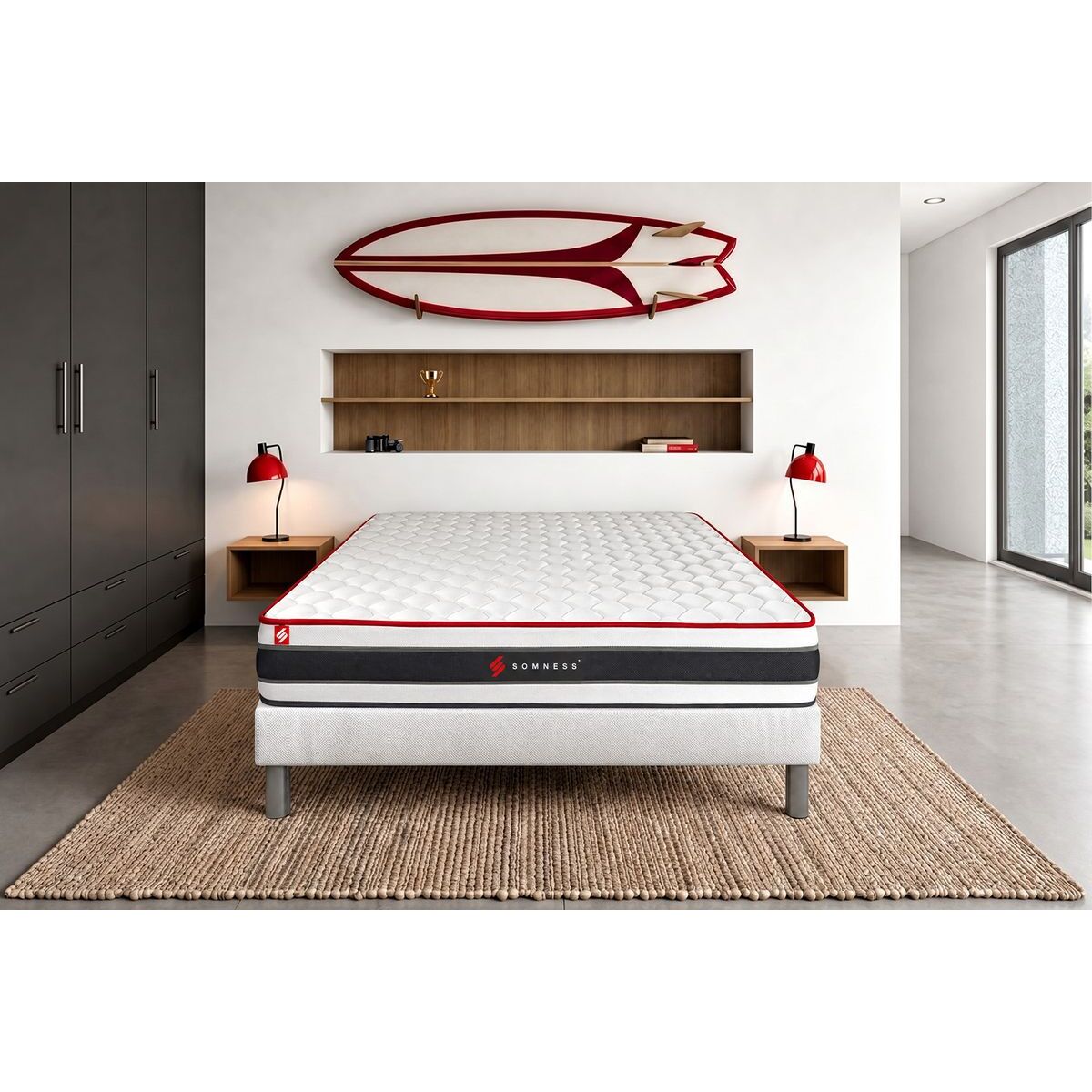 Ensemble Matelas Sommier 200x200 cm - Sommier Blanc (en kit) - Energy