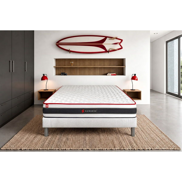 Ensemble Matelas Sommier 200x200 cm - Sommier Blanc (en kit) - Energy
