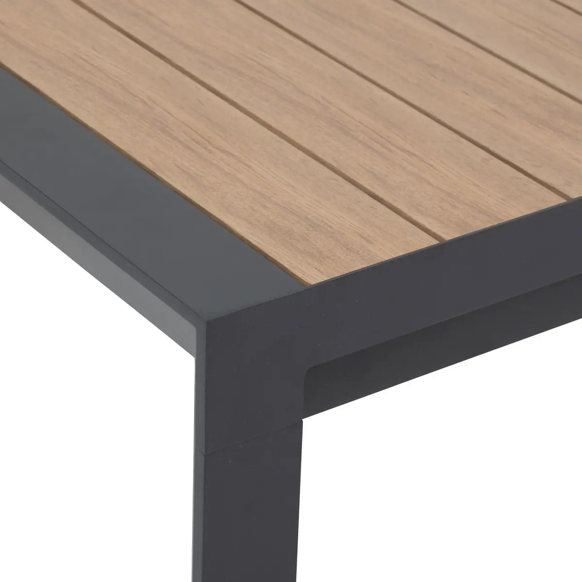 Table de jardin extensible "Évasion" effet bois honey & graphite 10 places en aluminium