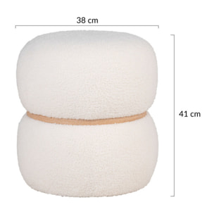 Sataya - pouf - en tissu bouclette - Blanc