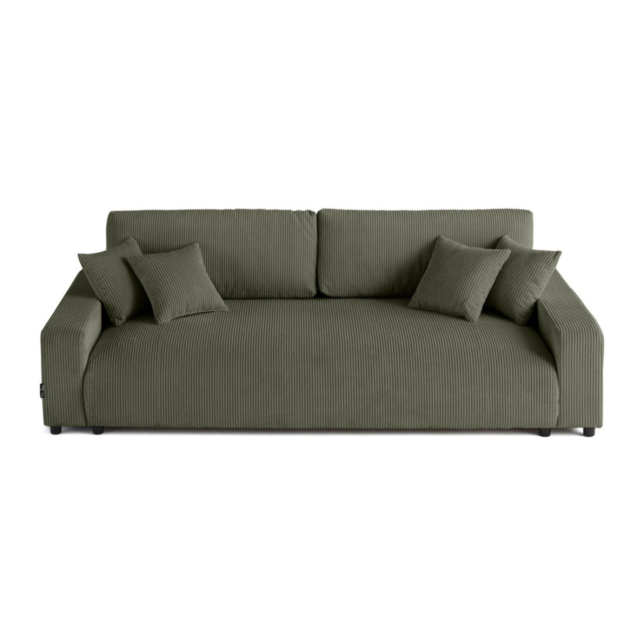 Pivoine - canapé droit 3 places - convertible avec coffre - en velours côtelé - Vert