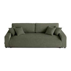 Pivoine - canapé droit 3 places - convertible avec coffre - en velours côtelé - Vert