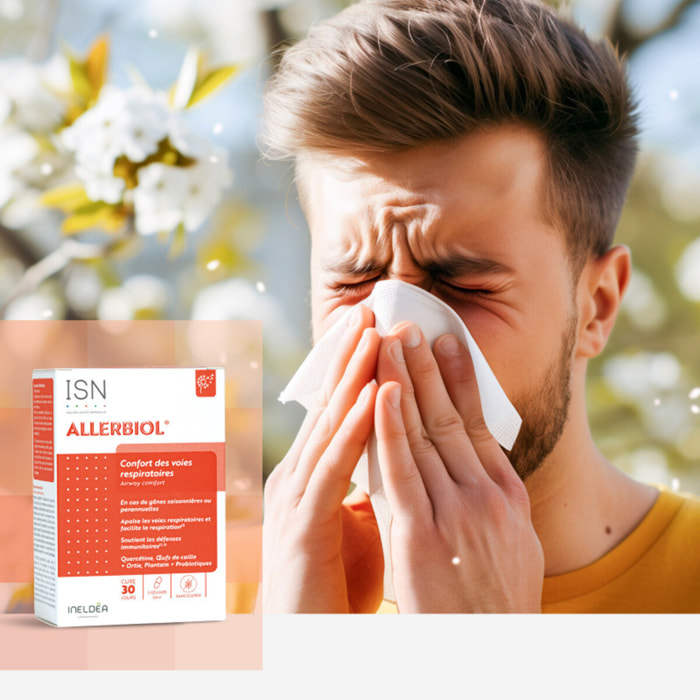 ISN - Allerbiol - Complément alimentaire - Aide à préserver le confort respiratoire et à faciliter la respiration en cas de gênes saisonnières ou perannuelles - Cure 30 jours