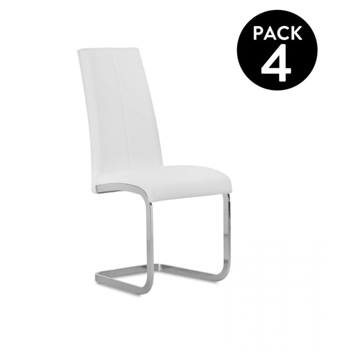 Pack 4 sillas de comedor Smile símil piel Blanco