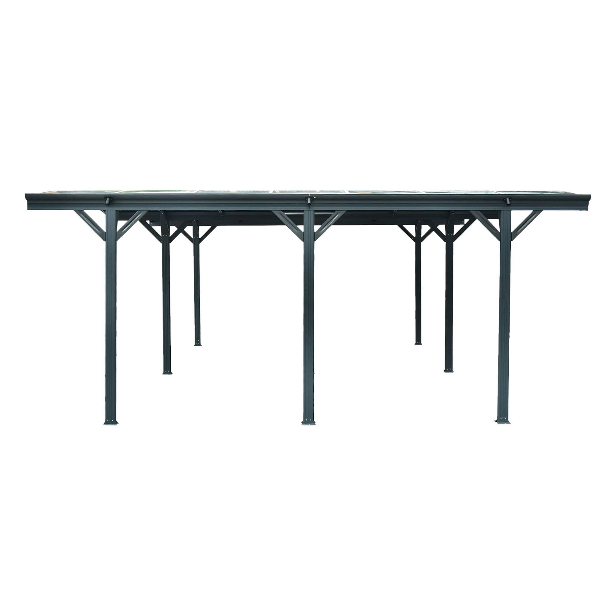 Carport avec extension 30m² aluminium anthracite et polycarbonate - Le Mans 5x6m - abri de voiture 505 x 600 x 239 cm