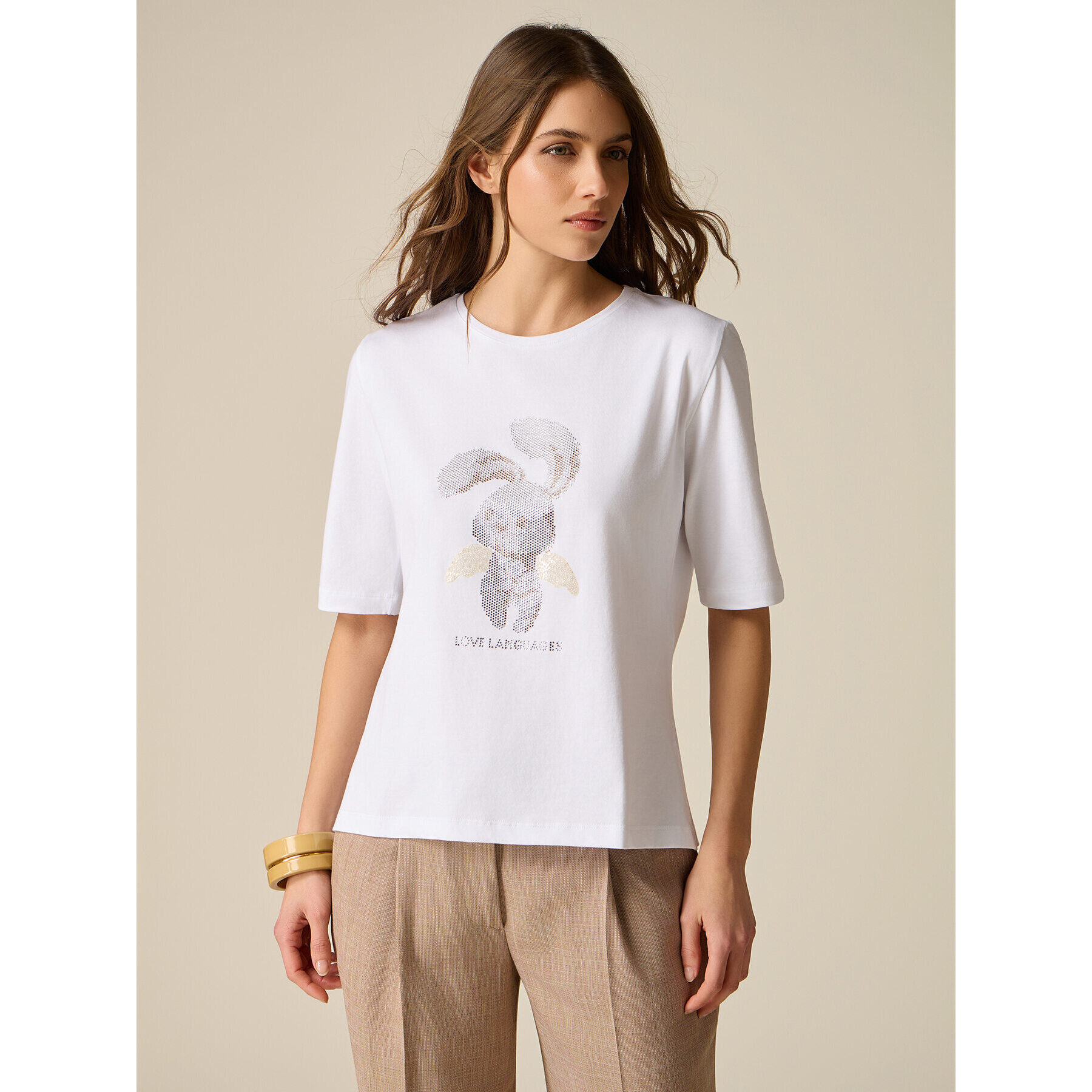 Oltre - T-shirt in jersey con applicazioni - Bianco