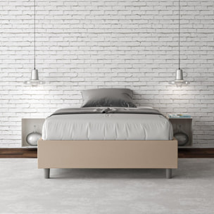 Cama con somier acolchada sin cabecero 120x210 cuero sintético gris paloma Azelia