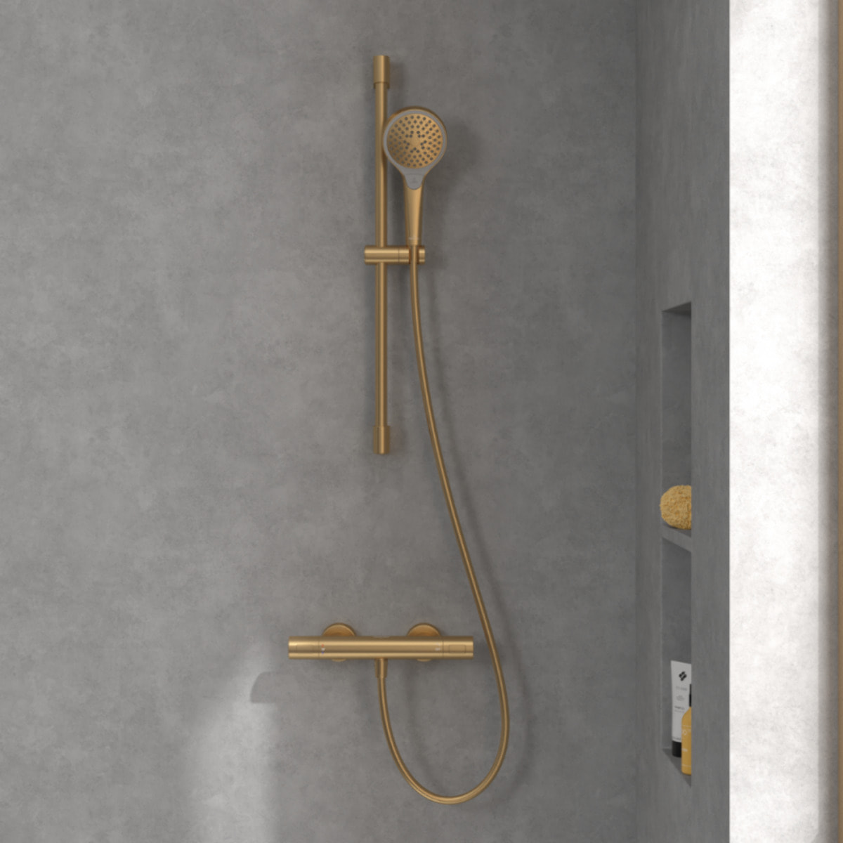 Mitigeur douche thermostatique Universal rond Or brossé