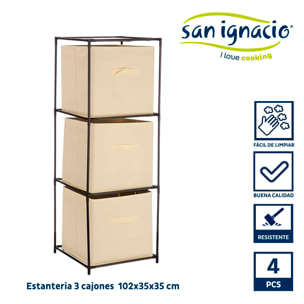 Estanteria 3 cajones tnt natural colección kipit