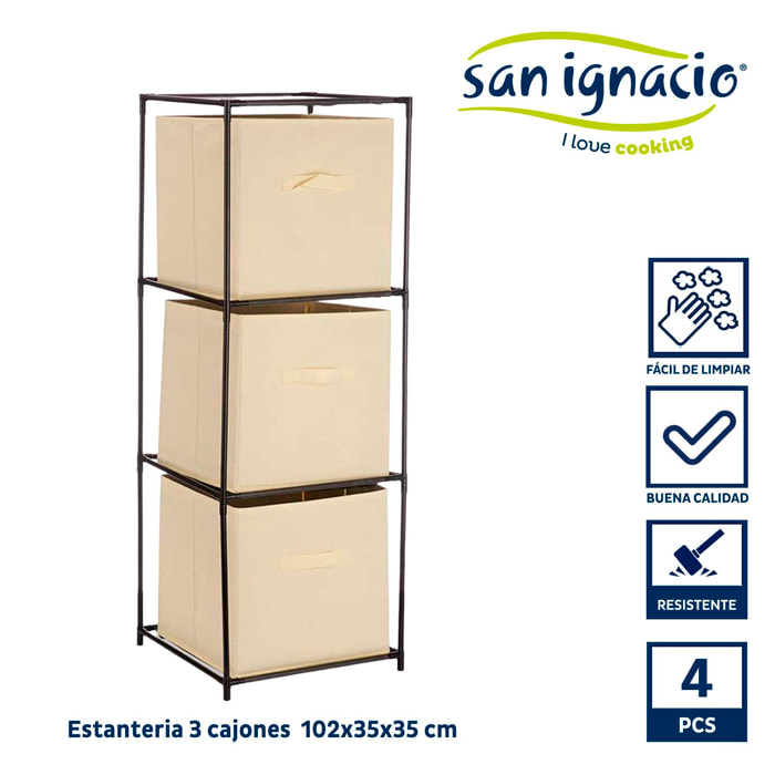 Estanteria 3 cajones tnt natural colección kipit