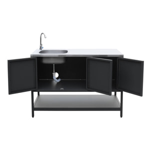 Cuisine extérieure 2 modules en acier inoxydable noir