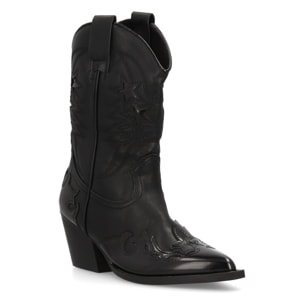 Botín cowboy mujer con bordados y estrellas