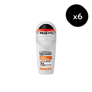 Lot de 6 - L'Oréal Paris Men Expert Hydra Energetic Déodorant Bille Anti-Transpirant Extreme Sport 50ml