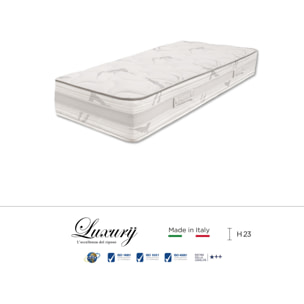 "Paestum" H23 cm 90x200 guanciale Memory OMAGGIO sfoderabile in schiuma poliuretanica ad alta densità e Memory Foam con cristalli di gel