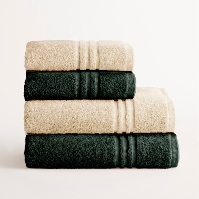 Set 2 toallas ducha + 2 toallas lavabo beige-forest premium