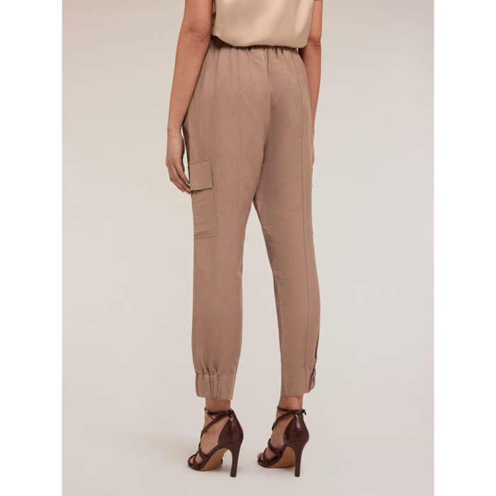Motivi - Pantalones joggers cargo de mezcla de lino - Beige