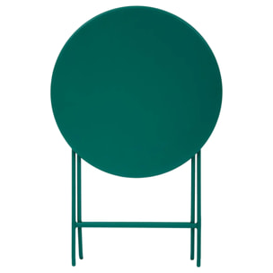 Table de jardin 2 places Greensboro plaible D60cm vert opale