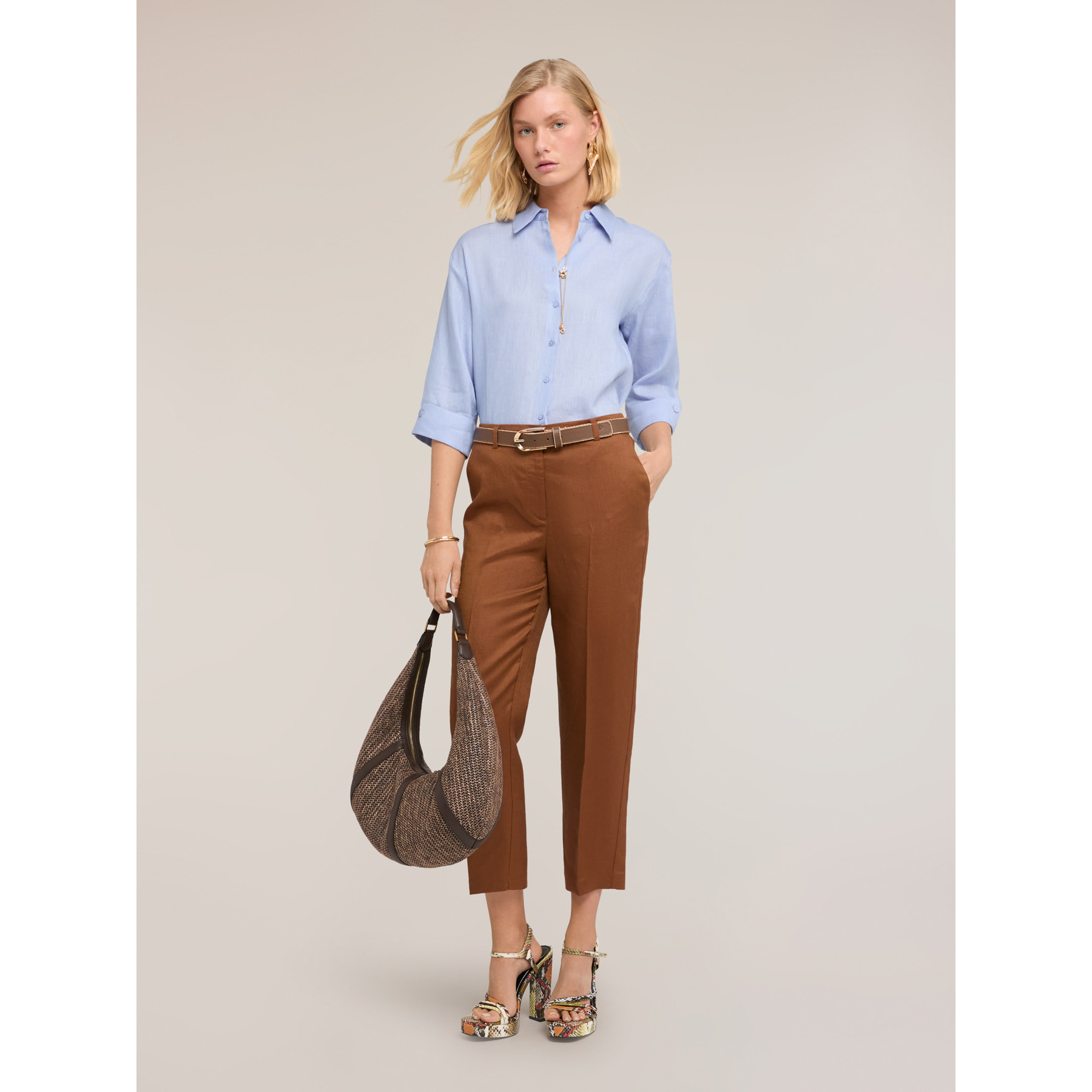 Motivi - Camisa boxy de lino - Light - blue