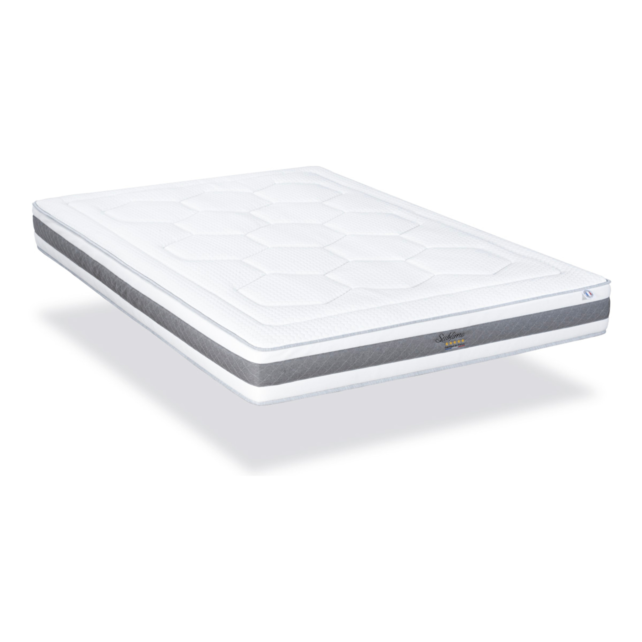 Matelas Sublime, 22 cm, Mémoire de Forme et Mousse Haute Densité, Soutien Mi-Ferme, Déhoussable, Fabrication Française