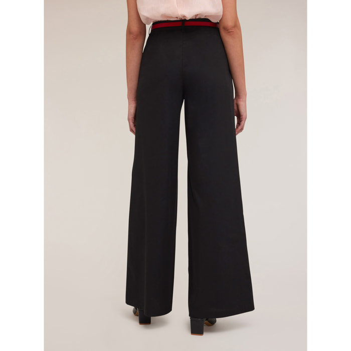 Motivi - Pantaloni palazzo in cotone - Nero