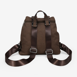 Mochila antirrobo marrón con cremalleras