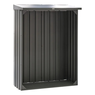 Abri à bûches Forgia gris graphite en acier galvanisé 150x60x200 cm