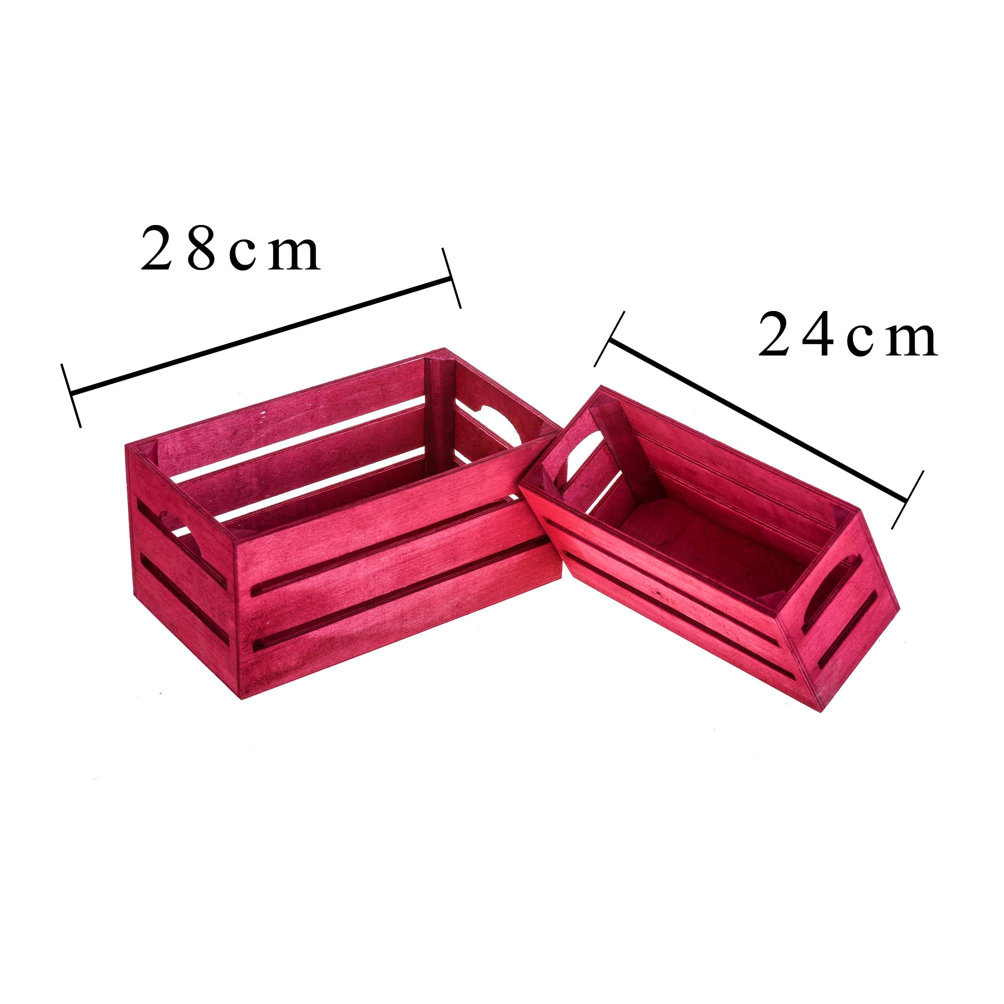 Set Di 2 Cassetta In Legno. Larghezza 28 Cm - Pezzi 1 - 28X13X16cm - Colore: Rosa - Bianchi Dino - Articoli In Legno Cassette