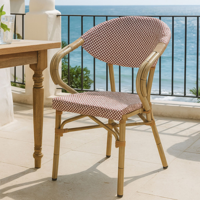 Lot de 2 fauteuils de table extérieur en textilène rouge AMALFI