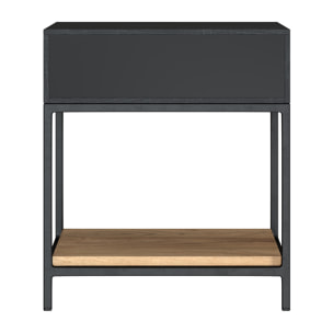 Table de chevet en bois et métal noir 1 tiroir - Jakson