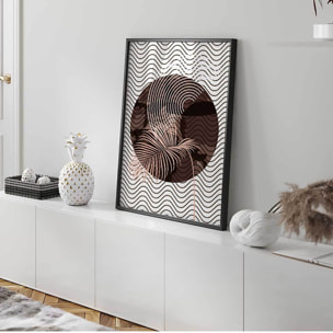 Affiche encadrée abstraite feuille et formes ondulées Affiche + cadre en métal - Noir