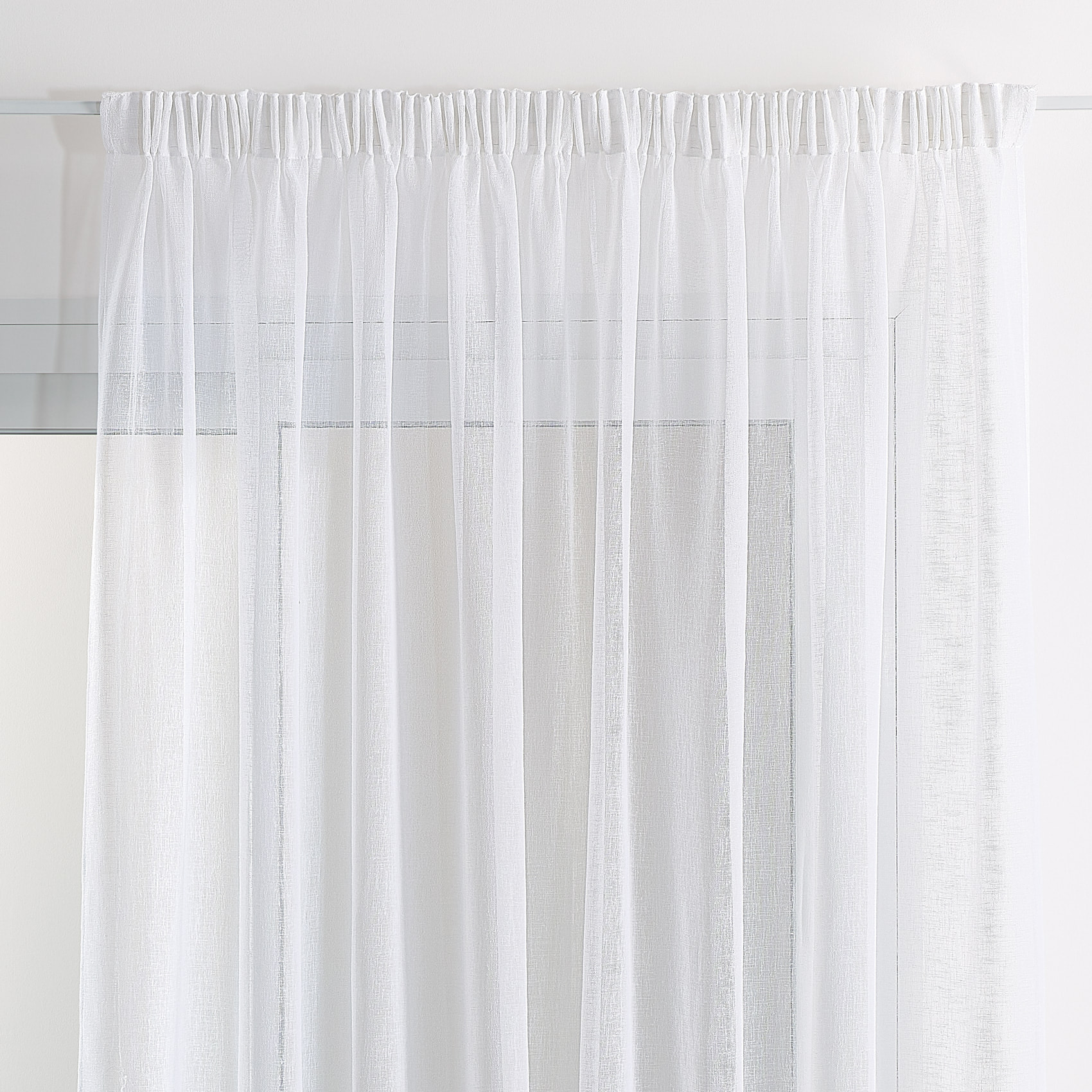 Voilage  - Effet lin à galon fronceur - Blanc