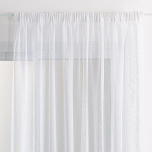 Voilage  - Effet lin à galon fronceur - Blanc