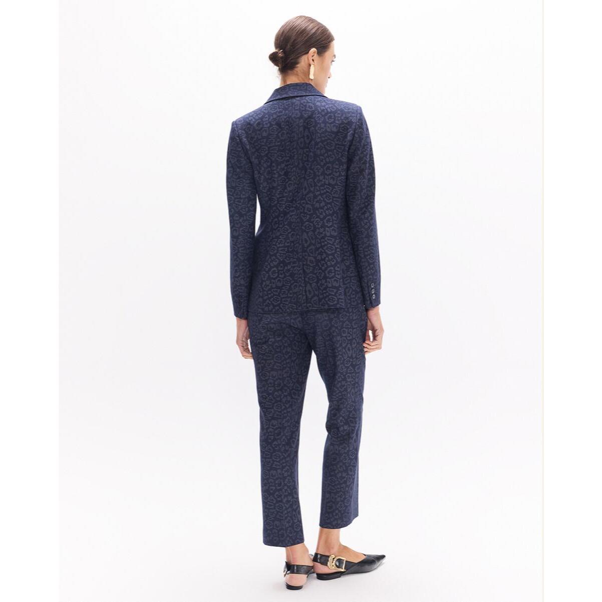 Blazer aderente in micro-corduy con stampa cashmere