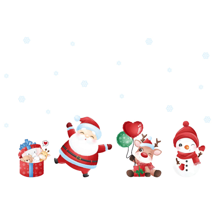 Sticker Noël le père noël et les cadeaux surprise - Autocollants stickers adhésifs noël - décoration fêtes