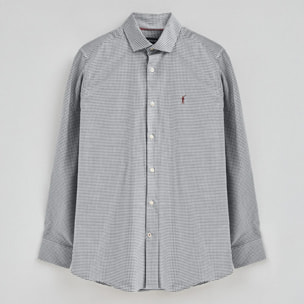 Camicia blu marino slim fit a quadri vichy con logo Rigby Go