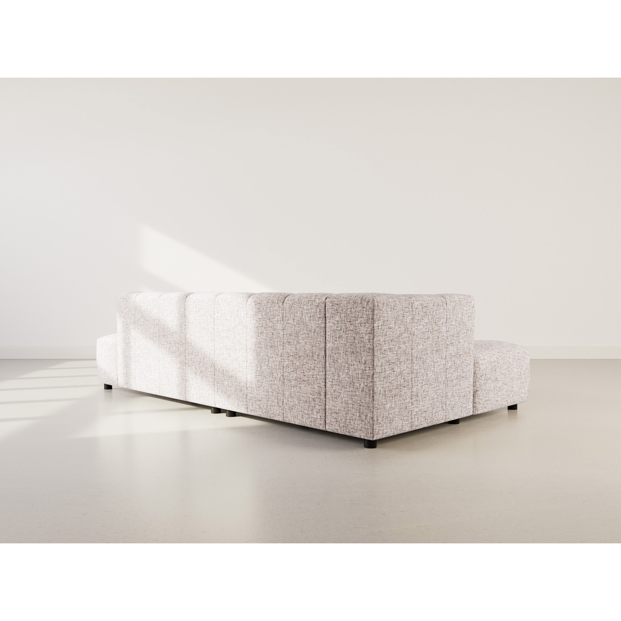 Curtis - canapé d'angle gauche 4 places sans accoudoir en tissu texturé - Taupe