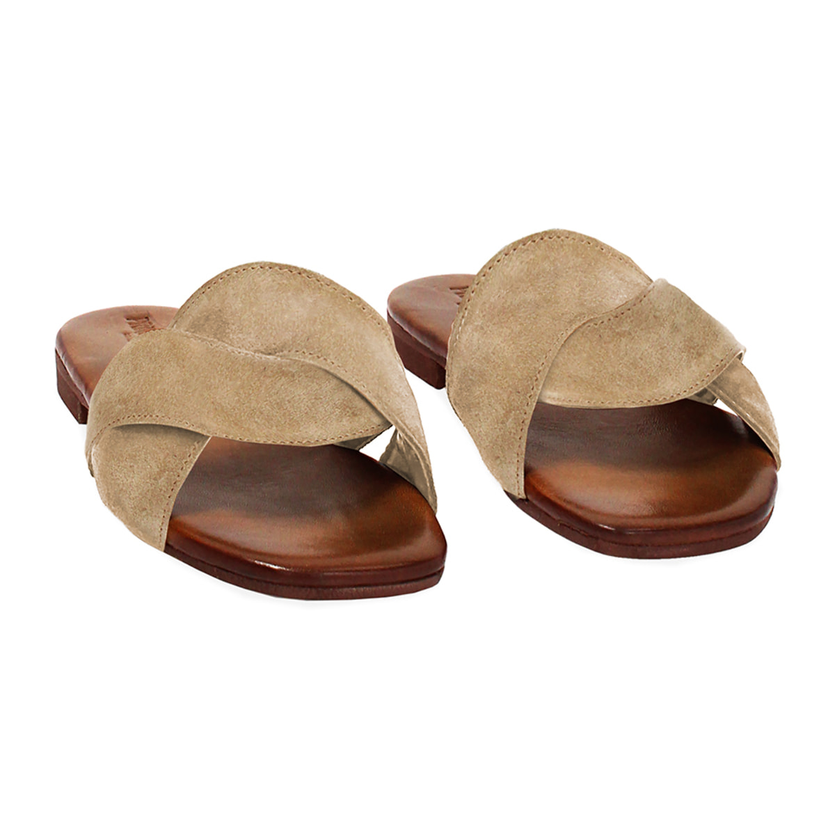 Sandali bassi donna taupe in camoscio