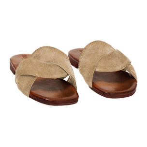 Sandali bassi donna taupe in camoscio