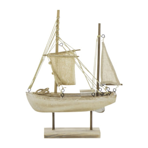 J-Line Bateau décoratif - corde/bois - naturel