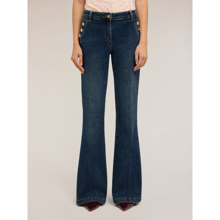 Motivi - Jeans flare con motivo bottoni - Blu