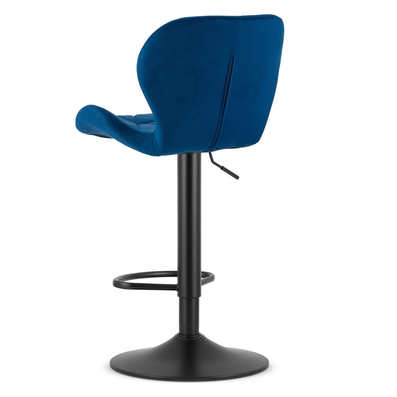 Sgabello West in velluto blu notte con base nera girevole