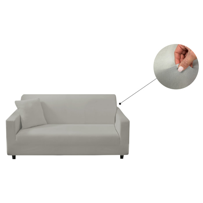 Copridivano 4 Posti Elasticizzato In Tinta Unita Per Divani Lineari e Componibili Modello Perfetto Grigio Chiaro