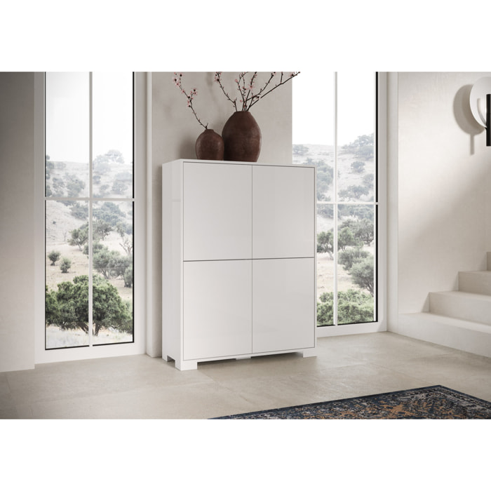 Buffet haut 4 portes 90x35x120 cm Lumina blanc brillant