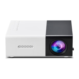 Mini proiettore LCD 1080 HD con telecomando 10 ANSI Lumens 10w. Duplicazione dello schermo via cavo.