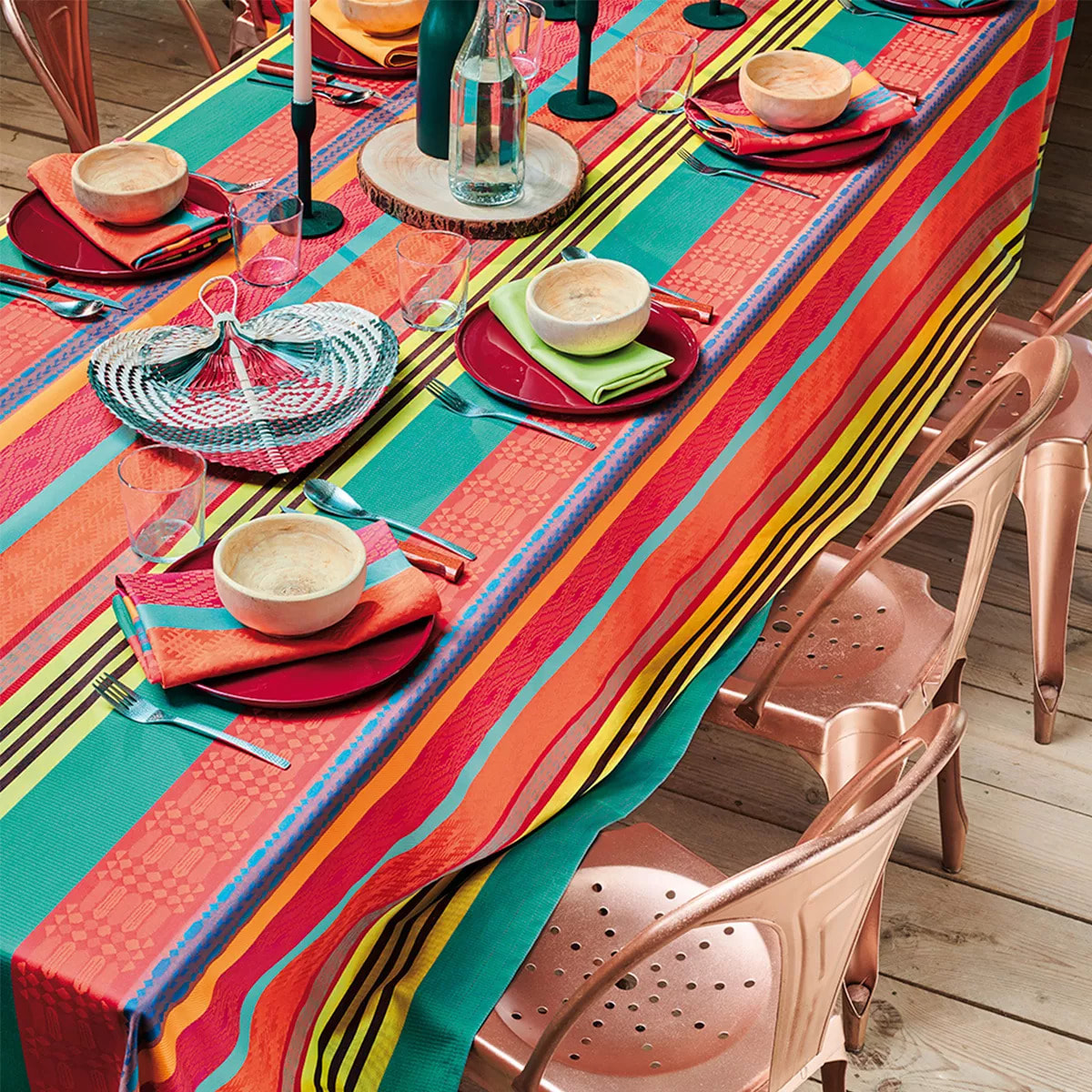 Nappe pur coton motif jacquard multicolore Mille arizona pampa